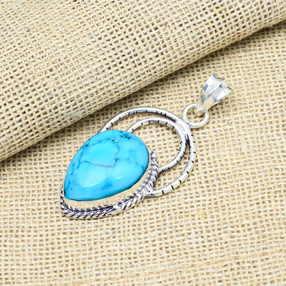 Blue Turquoise Sterling Silver Pendant