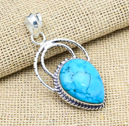 Blue Turquoise Sterling Silver Pendant