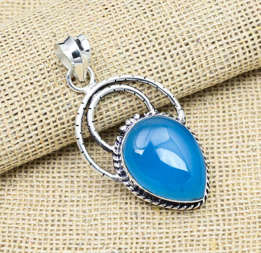 Blue Chalcedony Gemstone Pendant