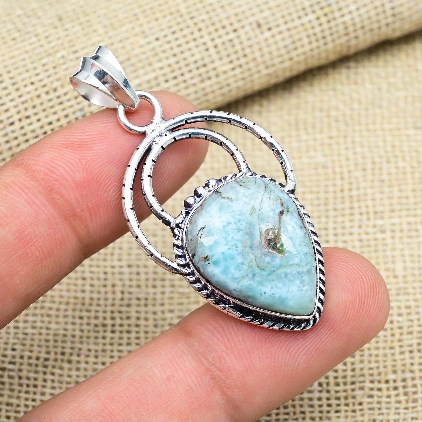 Larimar Blue Gemstone Pendant