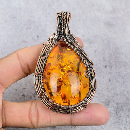 Golden Amber Gemstone Pendant