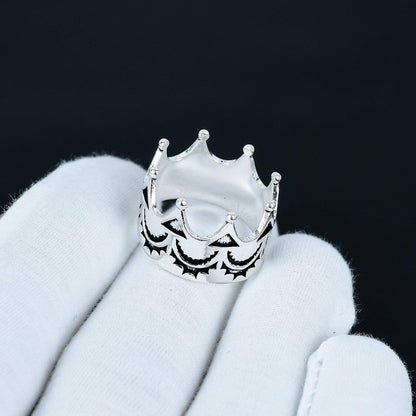 Silver Vintage Crown Gemstone Ring