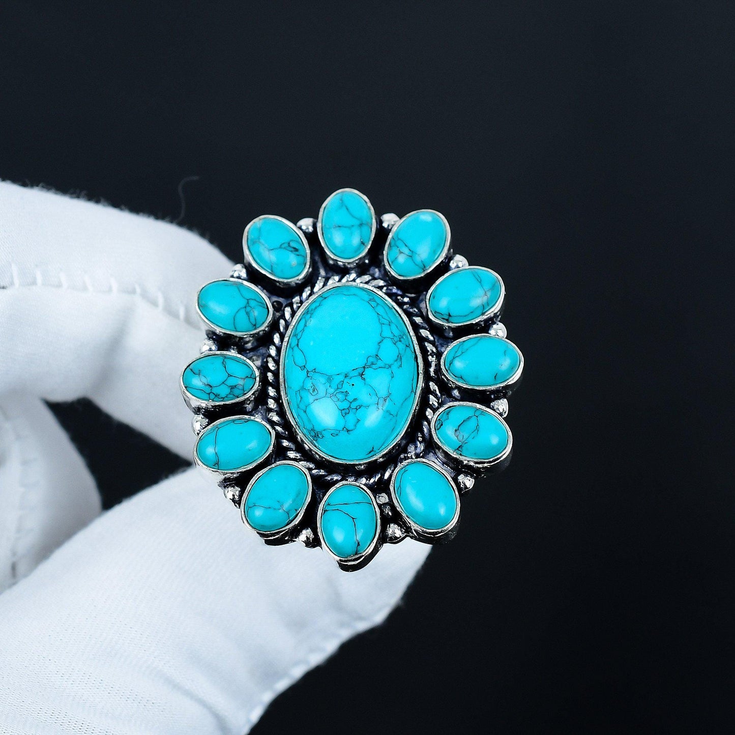 Turquoise Gemstone Ring in 925 Sterling Silver