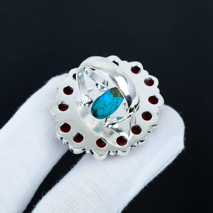 Turquoise & Red Coral Gemstone Ring
