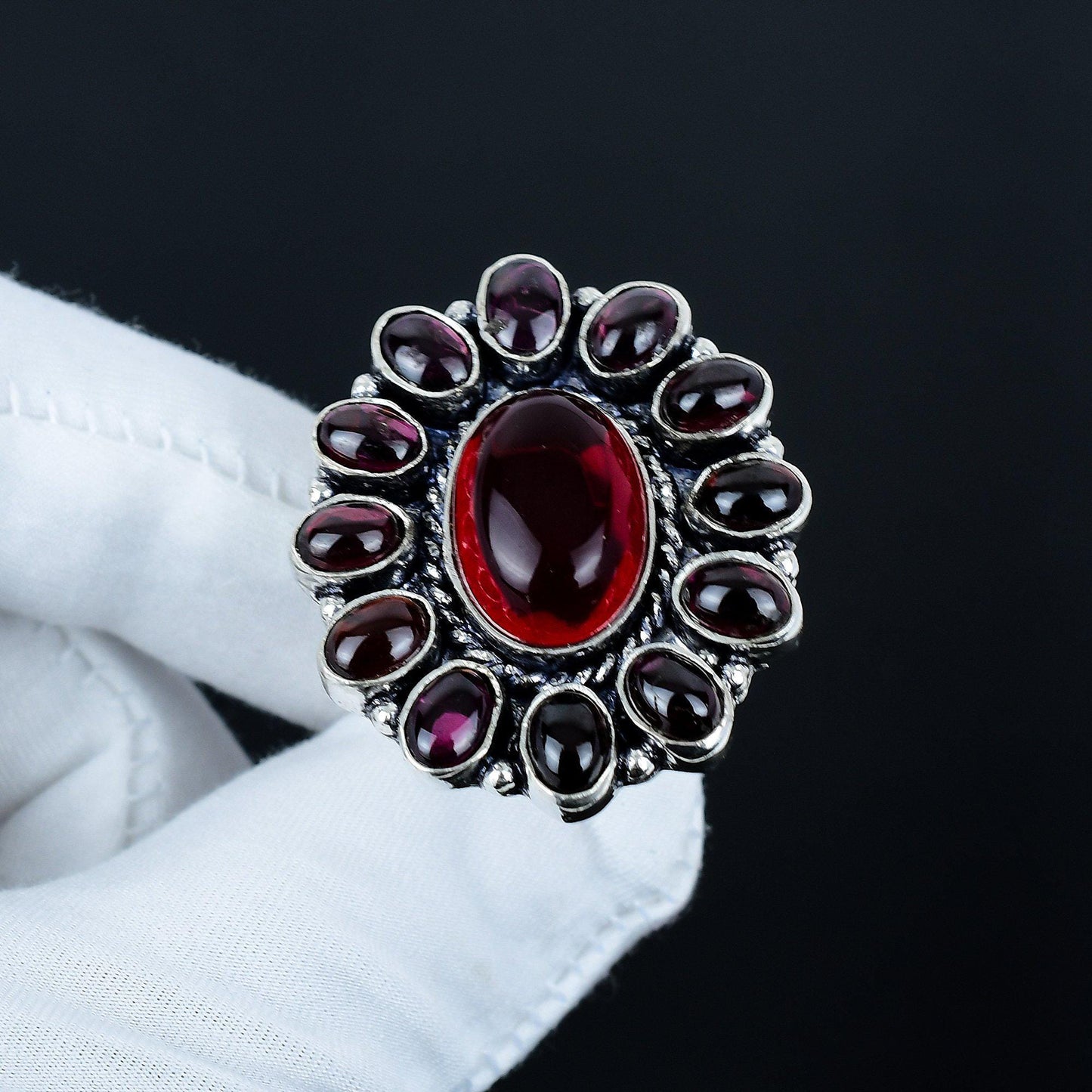 Carnelian & Pink Amethyst Gemstone Ring