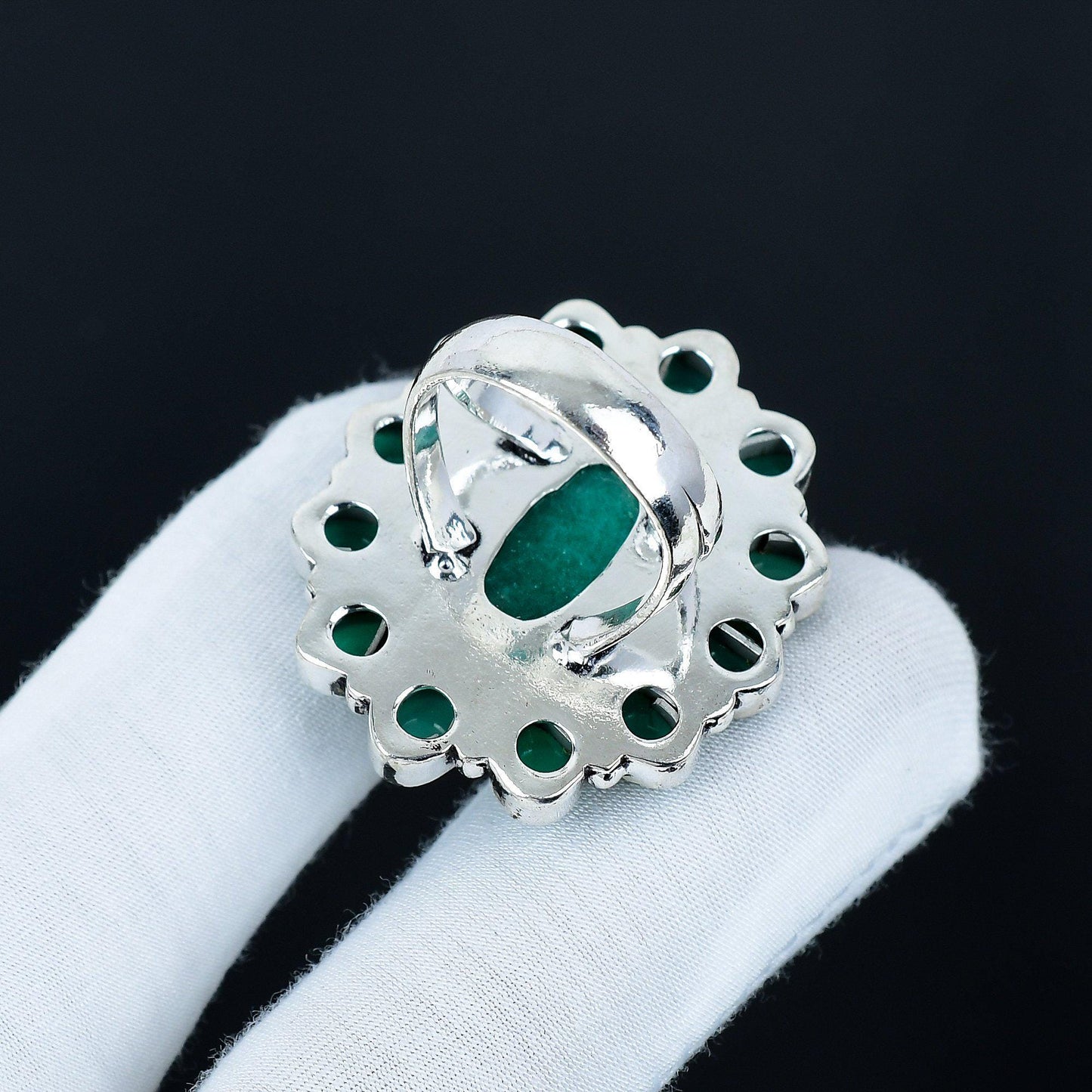 Green Aventurine and Green Onyx Gemstone Ring