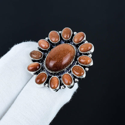 Orange Sunstone Sterling Silver Ring