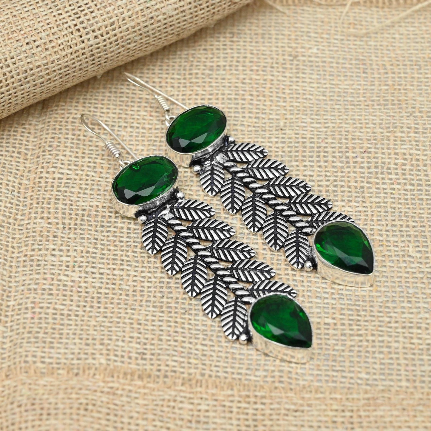 Green Chrome Diopside Sterling Silver Earrings