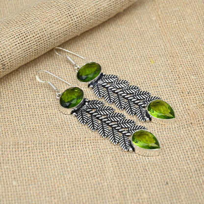 Green Peridot Sterling Silver Earrings