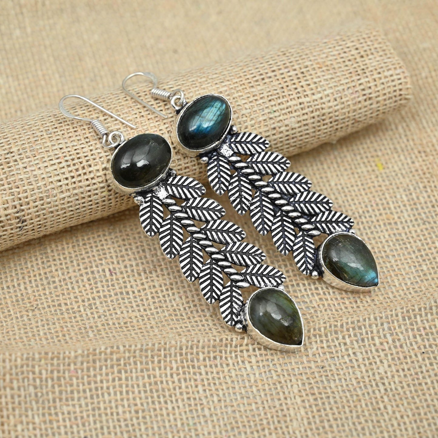 Blue Labradorite Sterling Silver Earrings