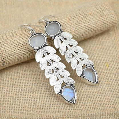 Rainbow Moonstone Sterling Silver Earrings