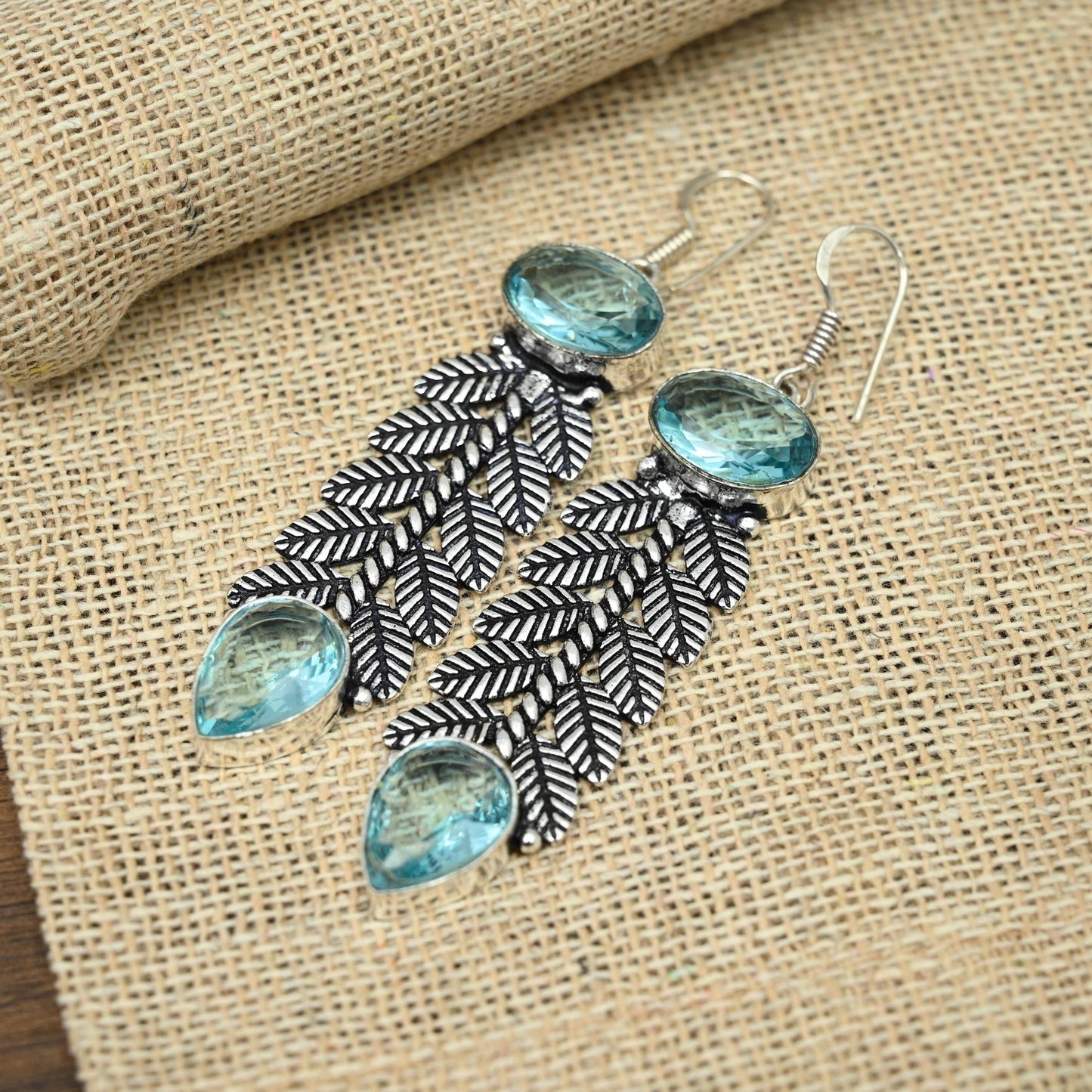 Aqua Apatite Sterling Silver Earrings