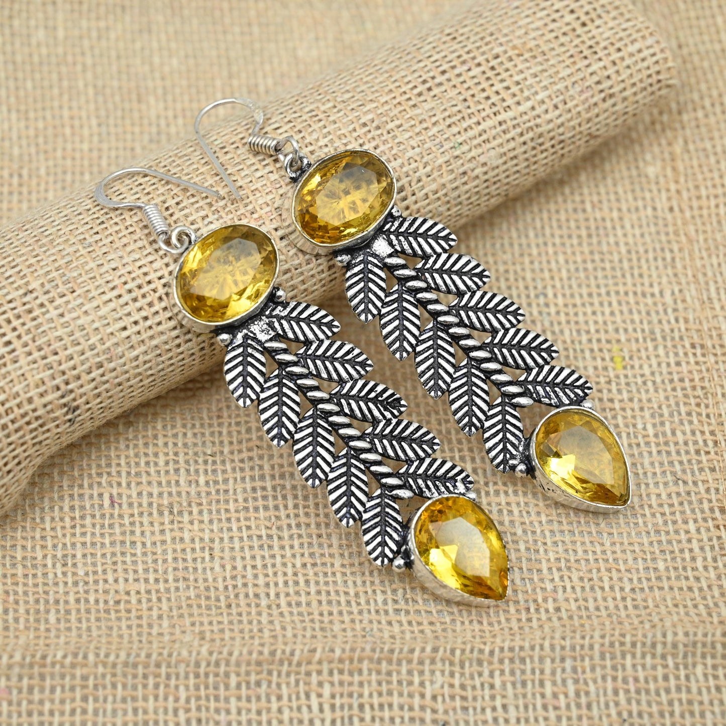 Yellow Citrine Sterling Silver Earrings