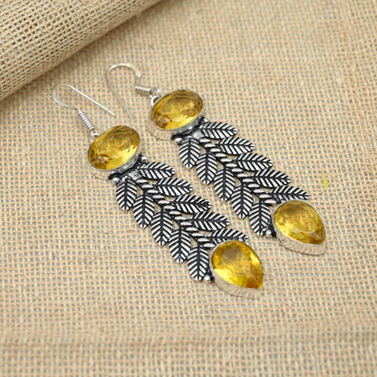Yellow Citrine Sterling Silver Earrings