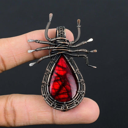 Red Fire Labradorite Gemstone Pendant