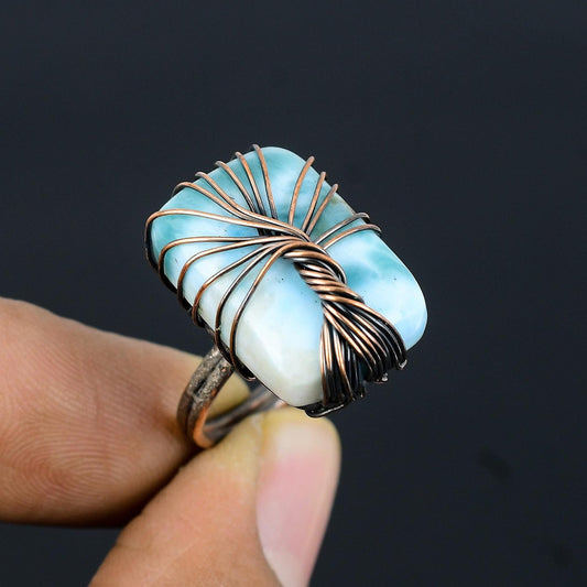 Blue Larimar Gemstone Ring