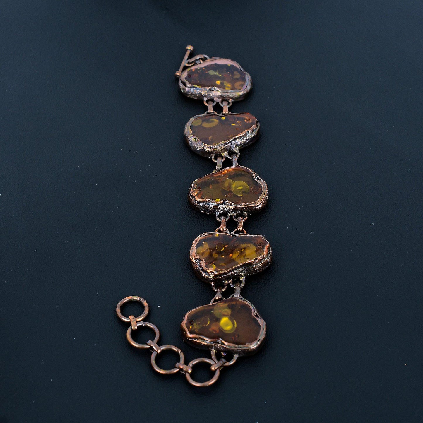 Honey Baltic Amber Gemstone Copper Bracelet