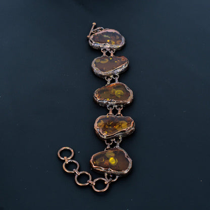 Honey Baltic Amber Gemstone Copper Bracelet