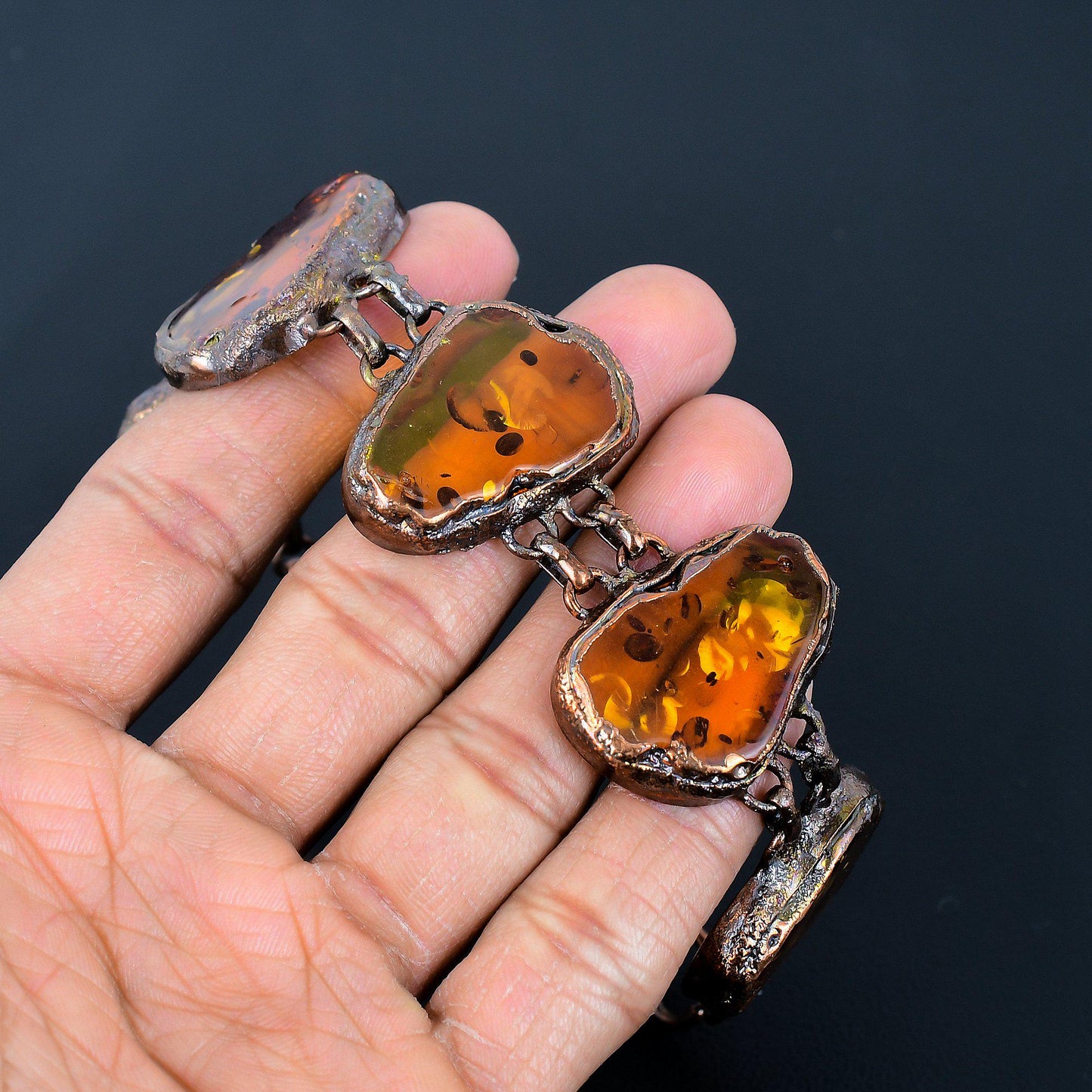 Honey Baltic Amber Gemstone Copper Bracelet