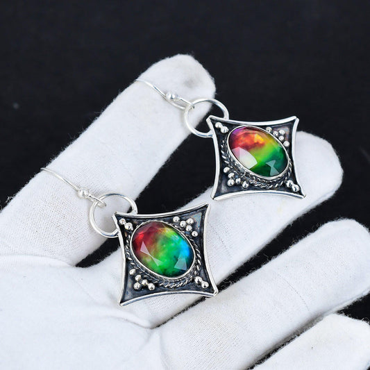 Multicolor Ammolite Gemstone Earrings