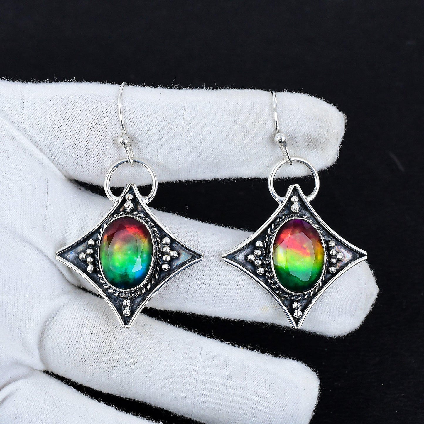 Multicolor Ammolite Gemstone Earrings