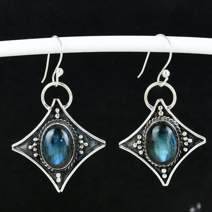Blue Labradorite Gemstone Dangle Earrings