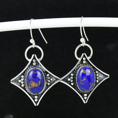 Blue Turquoise Gemstone Dangle Earrings