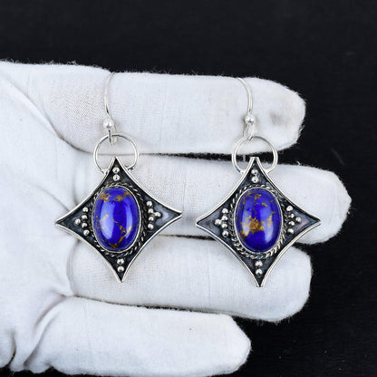 Blue Turquoise Gemstone Dangle Earrings
