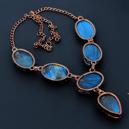 Blue Green Labradorite Gemstone Necklace