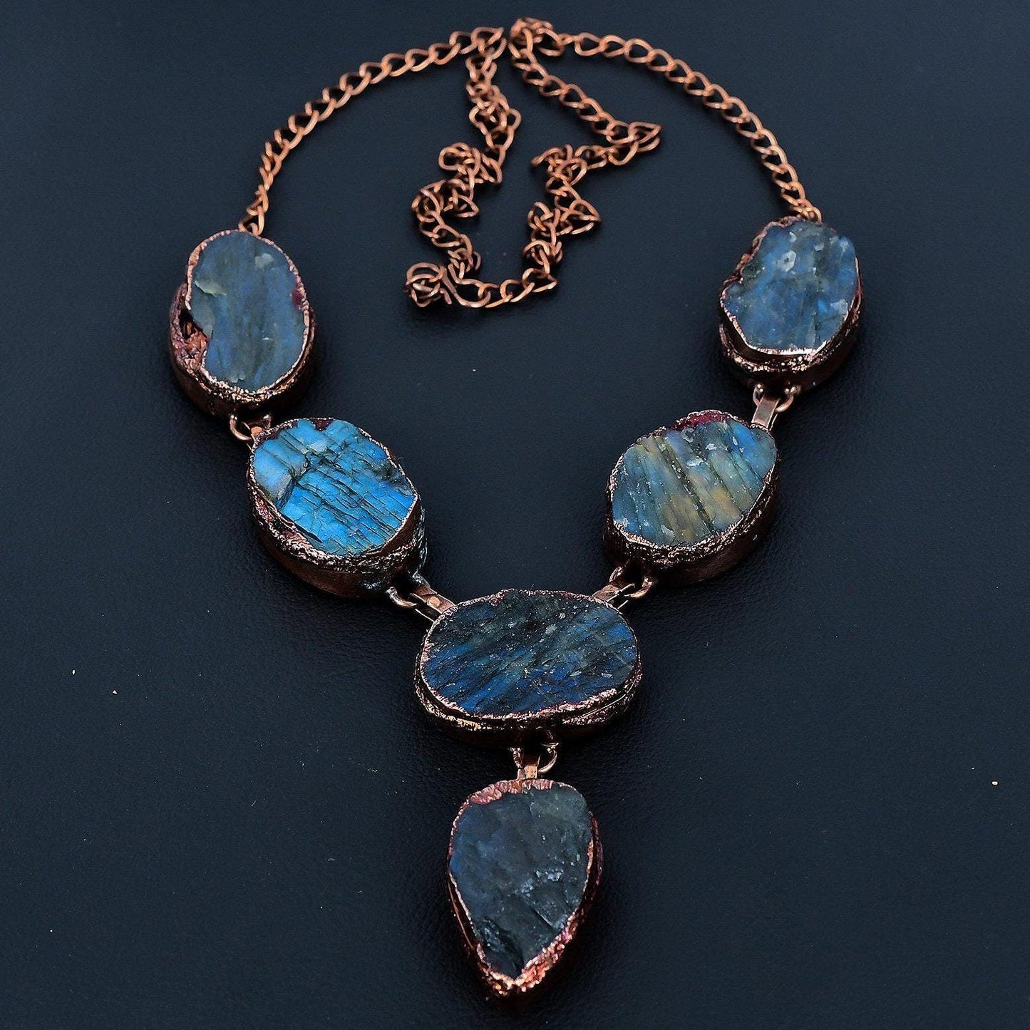 Blue Green Labradorite Gemstone Necklace