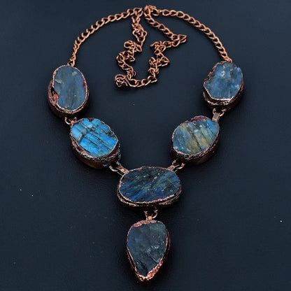 Blue Green Labradorite Gemstone Necklace