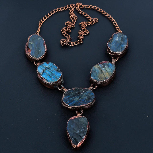 Blue Green Labradorite Gemstone Necklace