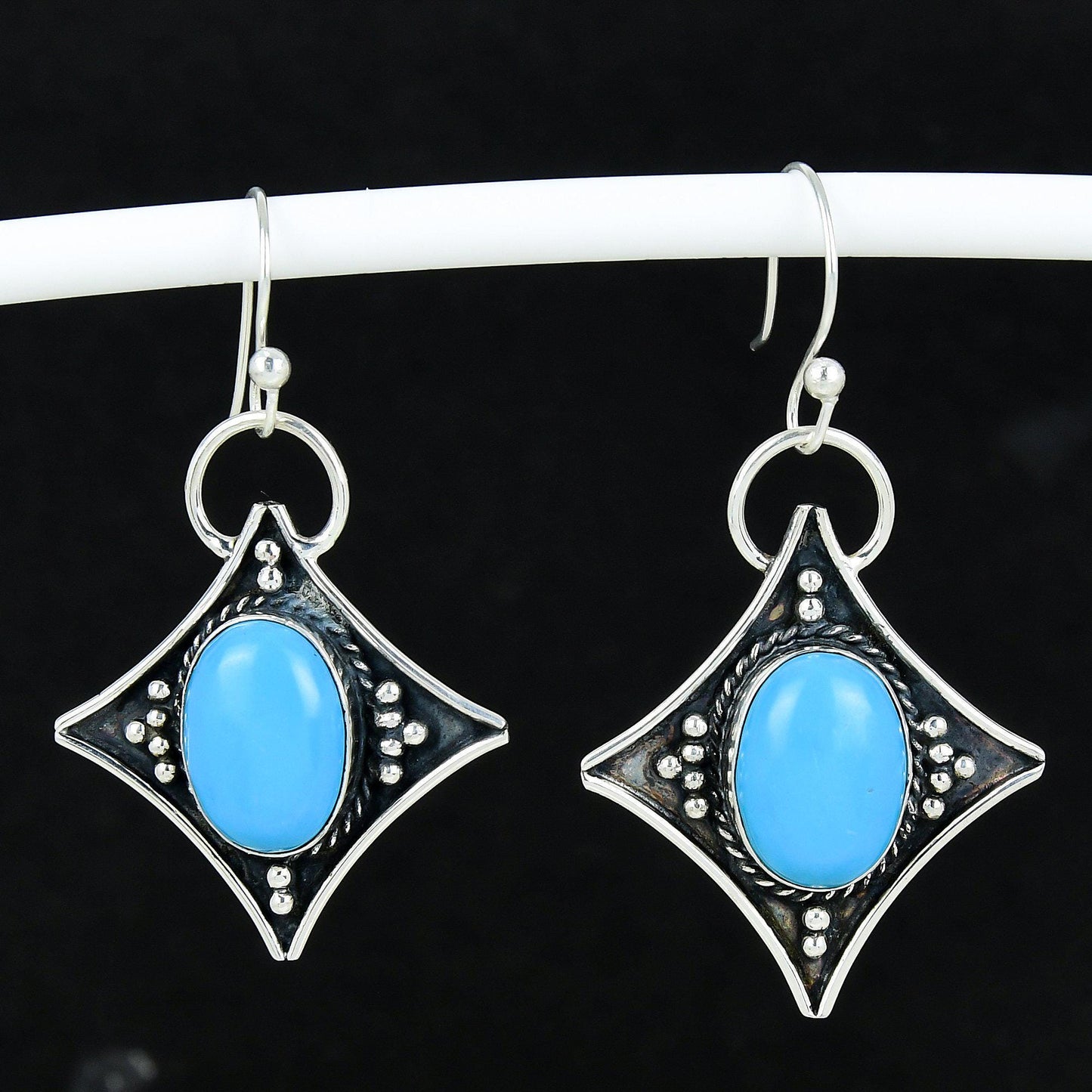 Blue Sleeping Beauty Turquoise Gemstone Dangle Earrings