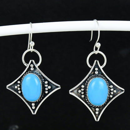 Blue Sleeping Beauty Turquoise Gemstone Dangle Earrings