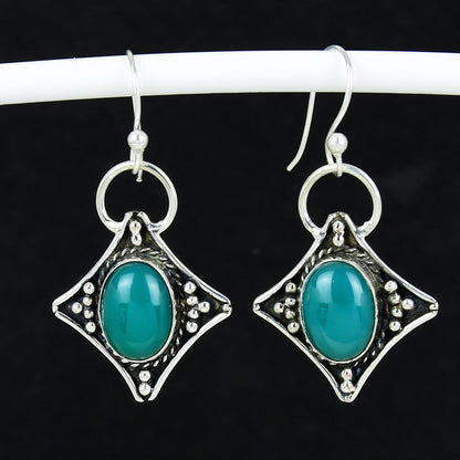 Green Onyx Gemstone Dangle Earrings