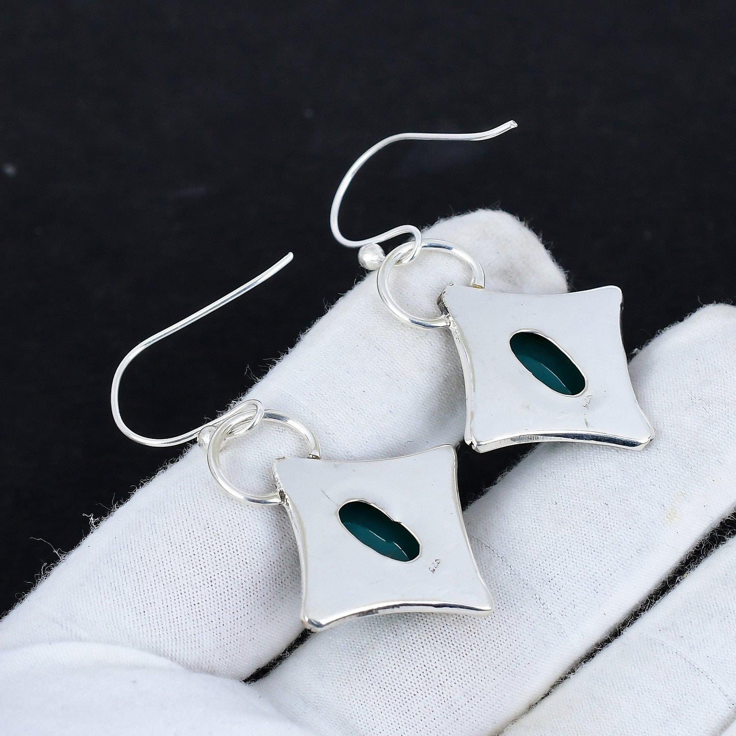 Green Onyx Gemstone Dangle Earrings