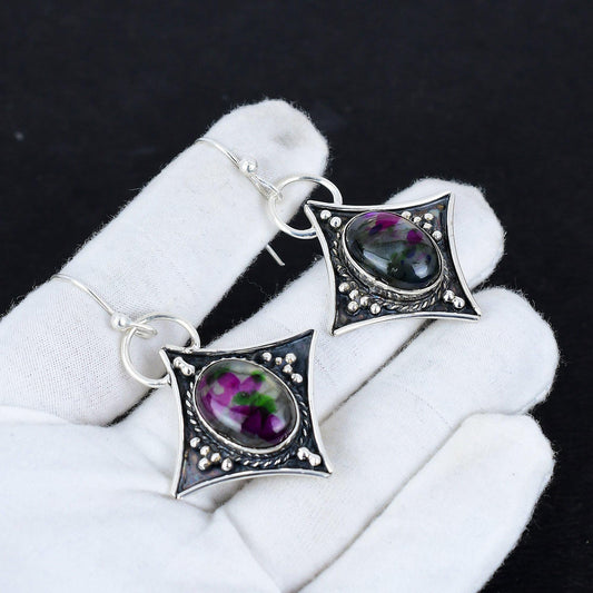 Colorful Labradorite Gemstone Dangle Earrings