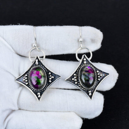 Colorful Labradorite Gemstone Dangle Earrings