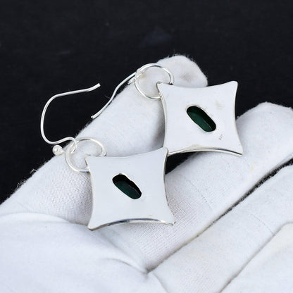 Green Fire Labradorite Gemstone Dangle Earrings