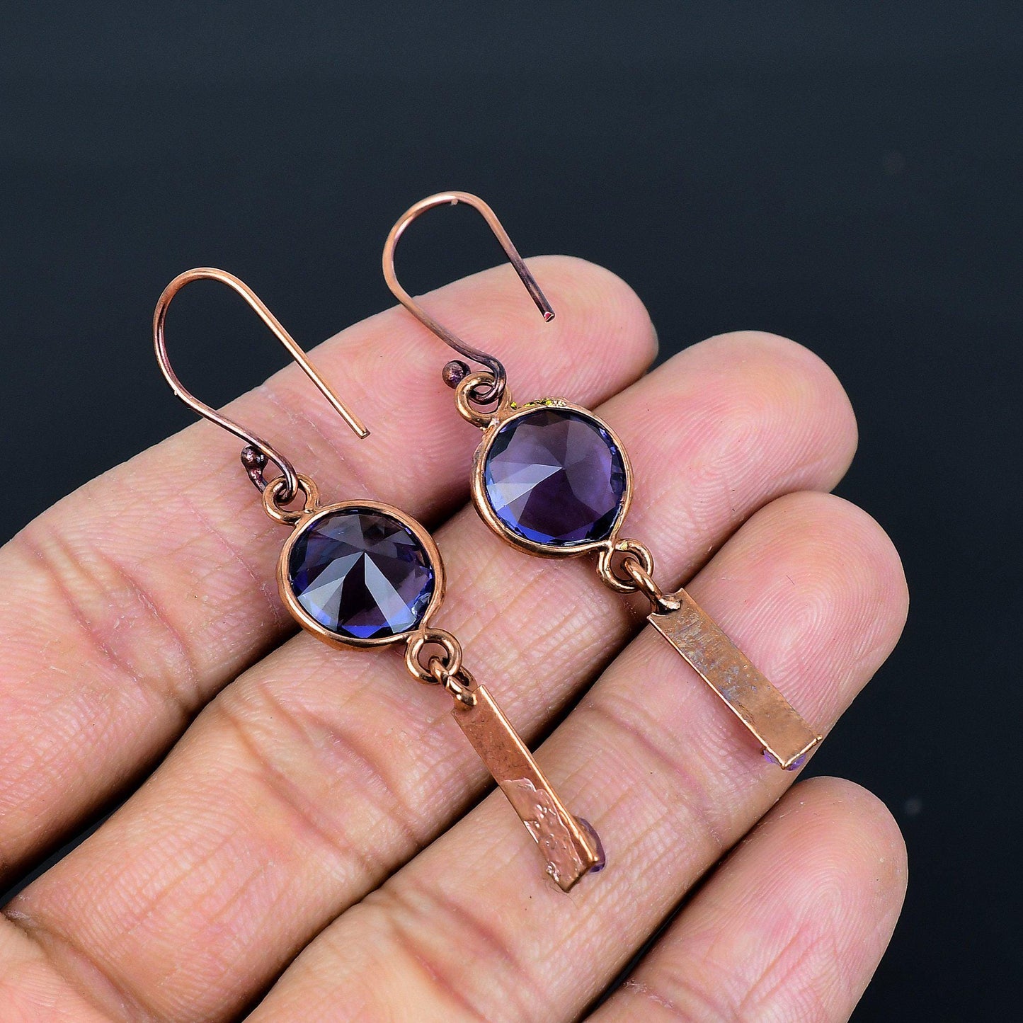 Purple Amethyst Gemstone Drop Earrings