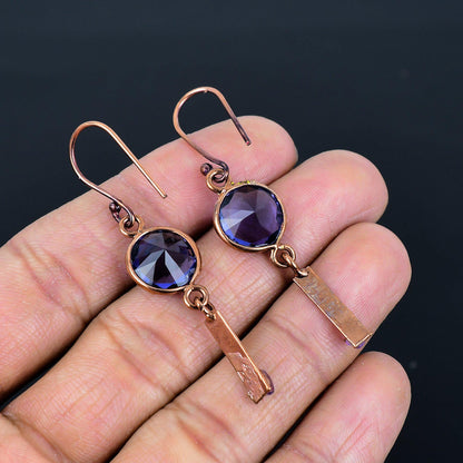 Purple Amethyst Gemstone Drop Earrings
