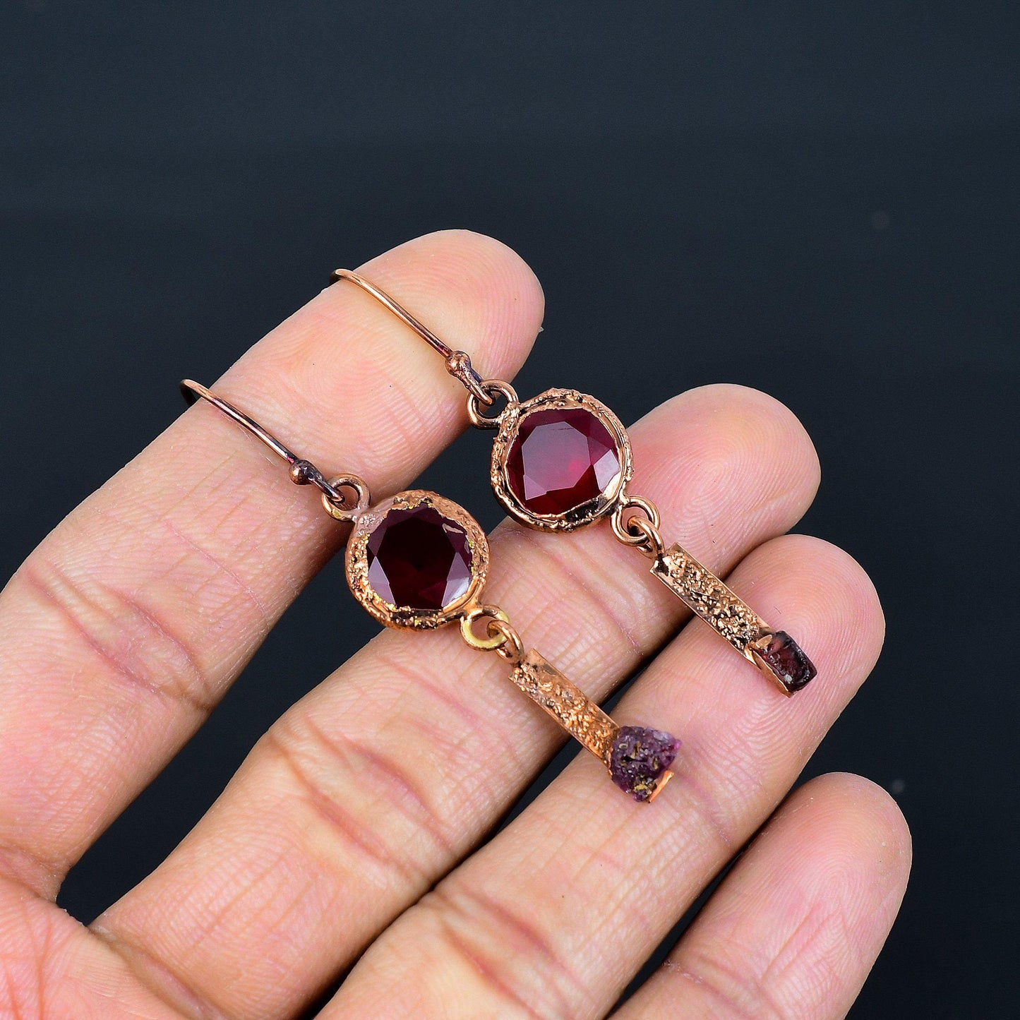 Red Ruby Gemstone Earrings