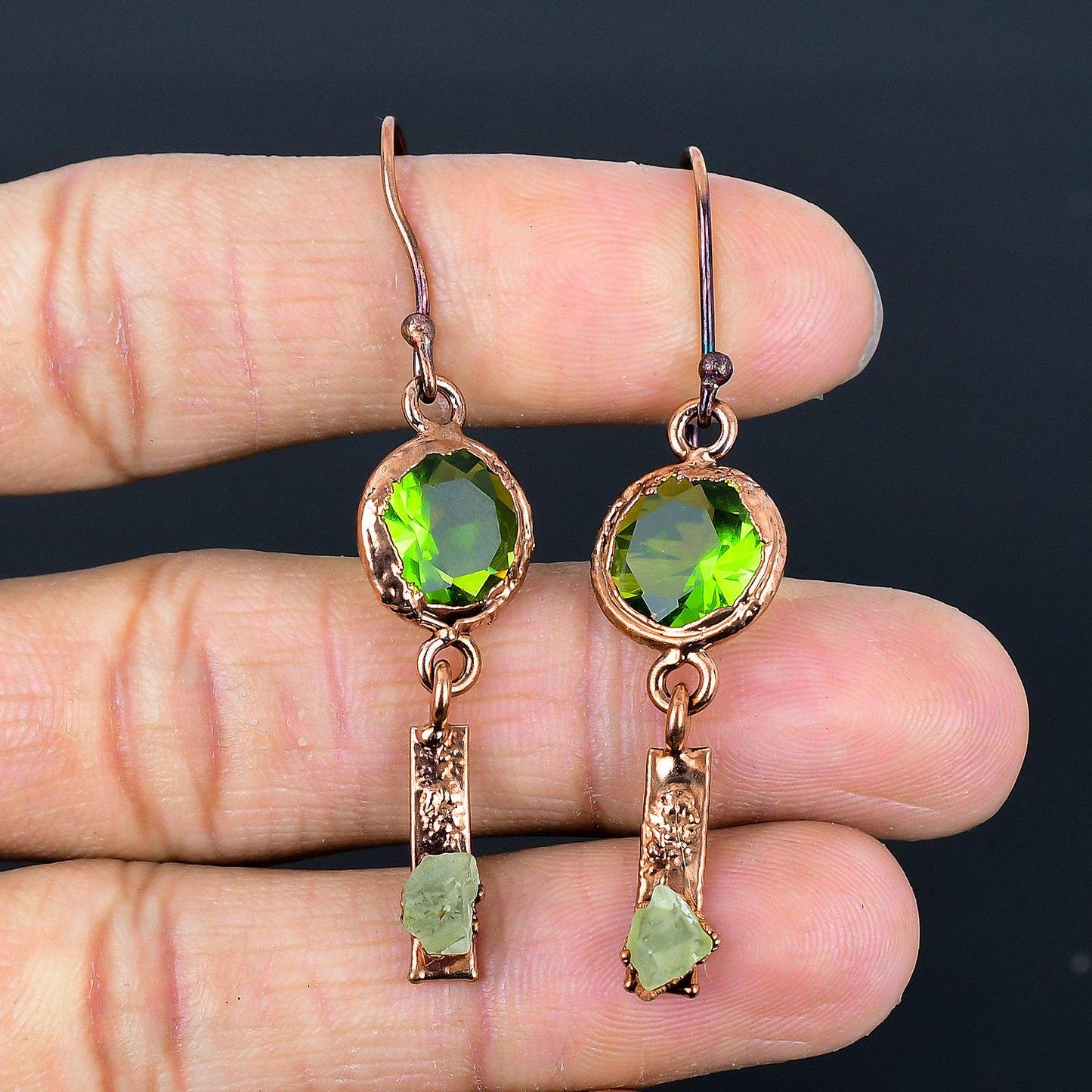 Green Peridot Gemstone Earrings