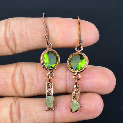Green Peridot Gemstone Earrings