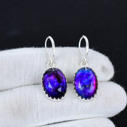 Blue Ammolite Sterling Silver Earrings