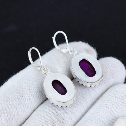 Pink Labradorite Gemstone Earrings