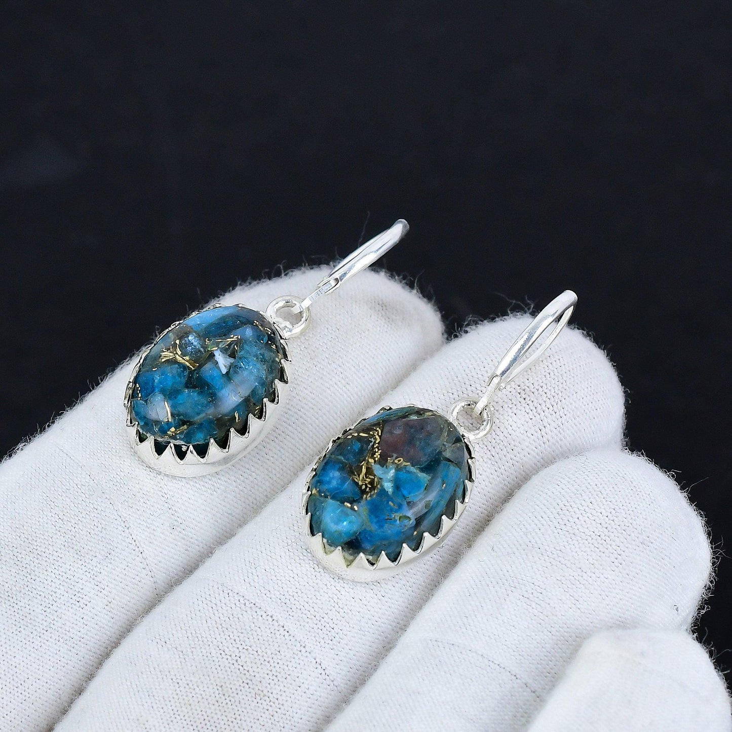 Blue Turquoise Gemstone Earrings
