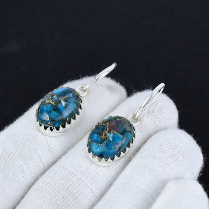 Blue Turquoise Gemstone Earrings
