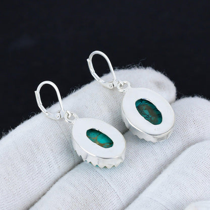 Turquoise Gemstone Silver Dangle Earrings