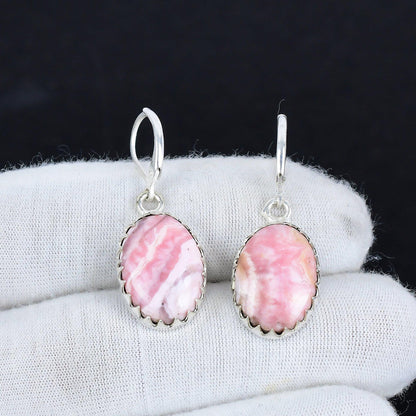 Pink Rhodochrosite Gemstone Earrings